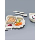 Lova Dino Bej Mama Tabağı Seti Ergonomik Tasarım BPA İçermeyen Güvenli Plastik Malzemeden