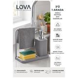 lovagroup ROME- Askılı Mutfak Sıvı Sabunluk - Mutfak Bezi Askılı, Sünger Hazneli - Mutfak Lavabo Seti