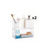 lovagroup Şeffaf Banyo Düzenleyici 2’li Set – Tek Katlı Çok Amaçlı Kozmetik & Kişisel Bakım Organizer Kutusu (2 Adet)