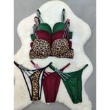 Love Angels Love Angesls Kadın Taşlı Dolgulu Destekli Sütyen Külot Takım 3'lü Set Şık Desenli Konforlu Kullanım - Kırmızı - Siyah - Bej - Yeşil - 75B