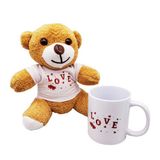 Love Baskılı Ayıcık ve Kupa Seti | Sevgiliye Hediye