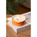 Love Bundles Amber Swirl Glow%100 Soya Wax Çift Odun Fitilli Dekoratif Mermer Desen Silindir Mum Turuncu