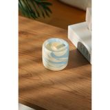 Love Bundles Blue Breeze%100 Soya Wax Odun Fitilli Dekoratif Mermer Desen Mum Mavi