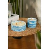 Love Bundles Blue Marble %100 Soya Wax Odun Fitilli 2’li Dekoratif Mermer Desen Mum Seti - Mavi - 2 Adet