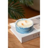 Love Bundles Blue Marble%100 Soya Wax Çift Fitilli Dekoratif Silindir Mum Mavi