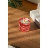 Love Bundles Crimson Flow %100 Soya Wax Odun Fitilli Kırmızı Mermer Desen Dekoratif Mum - 1 Adet