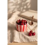 Love Bundles Kiraz Kırmızısı Çizgili Seramik Çerezlik / Mini Kase