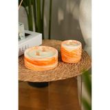 Love Bundles Orange Marble %100 Soya Wax Odun Fitilli 2’li Dekoratif Mermer Desen Mum Seti - Turuncu - 2 Adet