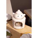 Love Bundles Özel Yapım Seramik Beyaz Çaydanlık Buhurdanlık (1 adet tealight mum ile) Beyaz