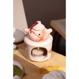 Love Bundles Özel Yapım Seramik Kırmızı Çaydanlık Buhurdanlık kırmızı