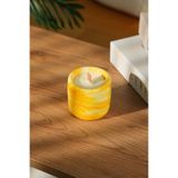 Love Bundles Sunny Flow%100 Soya Wax Odun Fitilli Sarı Mermer Desen Dekoratif Mum Sarı