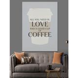 Love Coffee Yazılı Poster Dekoratif Kanvas - Mdf Ahşap Tablo