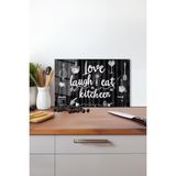 Love Eat Kitchen Cam Kesme Tahtası , Silikon Ayaklı, Isıya Kırılmaya Dayanıklı, Sunum Kesim Tablası - 23 x 35 cm