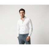 Love Giyim Çıtlı Düğme Petekli Gömlek - Beyaz - 2XL