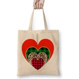 Love Hearts Leopard Print And Buffalo Plaid Love Valentines Day Love Bez Çanta Uzun Saplı - Açık Bej - 40 X 40