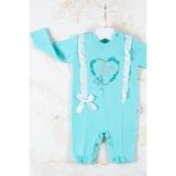 Love Kalp Nakışlı % 100 Pamuk Kız Bebek Tulumu - Yeşil