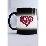 Love Kalp Sevgiliye Hediye Kupa Bardak Sihirli - 1 Adet - 300 ml - Siyah