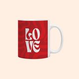 Love Kupa – Sevgililer Günü,desenli Hediyelik Porselen Bardak, Kahve ve Çay Kupası, Kırmızı Baskılı Kupa - Kırmızı - Beyaz - 300 ml