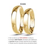 Love Me 4mm 1 Adet Kararmaz Yeni Model Parlak Altın Renk Bombeli Çelik Alyans Yüzük LM-432G