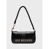 Love Moschino JC4132PP1P Siyah Kadın Kadife Logo Baskılı Fermuarlı Omuz Çantası