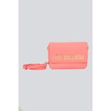 Love Moschino Kadın Deri Üzeri Logo Desenli Fermuar Kapamalı Iç Bölmeli Mercan Omuz Çantası JC4023PP1MKD0-464 - Pembe