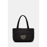 Love Moschino Kadın Kabartma Logolu Dokuma Kumaş Fermuarlı ve Uzun Askılı Siyah Omuz Çantası JC4350PP0NKY1-00A