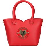 Love Moschino Kadın Kalp Desenli Metalik Logo Çıkarılabilir Uzun Askılı %100 Deri Kırmızı Omuz Çantası JC4364PP0NKG0-500