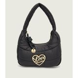 Love Moschino Kadın Kumaş Kapitoneli Metal Tokalı Fermuar Kapama Siyah Omuz Çantası JC4349PP0NKY1-00A