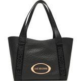 Love Moschino Kadın Metal Logo Fermuar Kapama Deri Kısa Kulp Siyah Omuz Çantası JC4337PP0NK14-00A