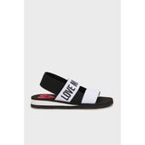 Love Moschino Logolu Çift Bantlı Sandalet Bayan Sandalet JA16033G0MJN410A - Siyah - Beyaz