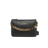 Love Moschino Siyah Emaye Yazı Zinciri Omuz Çantası, Siyah, 22x16x8cm