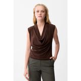 Love My Body Degaje Yaka Kolsuz Bluz Kahve 115LO039000 - Kahverengi - 40
