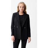 Love My Body Kruvaze Gabardin Ceket Siyah 119L8702005 - 48 - Dropsuz