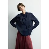 Love My Body Moda Tutkusu Volan Detaylı Saten Bluz Lacivert 115M2231000 - 36