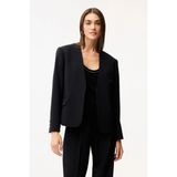 Love My Body V Yaka Cep Detaylı Gabardin Ceket Siyah 119L9911000 - 40 - Dropsuz