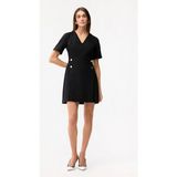 Love My Body V Yaka Kısa Gabardin Elbise Siyah 124L9844000 - 38