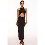 Love On Friday JUNIE Cut-Out Drapeli Uzun Elbise (Siyah)