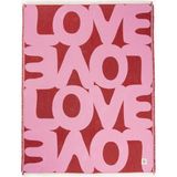 Love Pembe Kırmızı Desenli %100 Pamuk Çok Amaçlı Renkli Koltuk Örtüsü | Love Throw - 130 x 170 cm