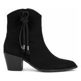 Love Shine Aurelle Western Püsküllü Süet Kovboy Bot Suni Süet Büyük Numara - Siyah
