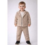 love Sweat Polar Ceket Polar Pantolon 3lü Erkek Çocuk Takım - Krem - Beyaz - 2 Yaş