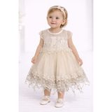 love Tüllü Incili Kırık Beyaz Renk Kız Bebek Elbise - 1 - 2 Yaş