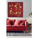 Love Yazan Çiçekler Tek Parça Kare 65x65 Cm Kanvas - Canvas Tablo
