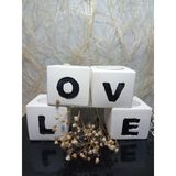 Love Yazılı 4'Lü Dekoratif Mumluk Set Beyaz-Siyah