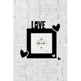 Love Yazılı Kalp Tasarım Priz Çerçevesi İç Ölçü 8,4x8,4 Cm Dekoratif Priz - Anahtar Çerçevesi