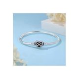 Lovecharm Gümüş 925 Ayar Sonsuz Kalp Klipsli Yılan Zincir Bileklik