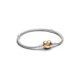 Lovecharm Gümüş Damgalı Kalp Klipsli Yılan Zincir Bileklik