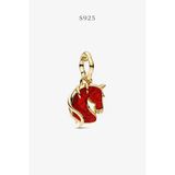 Lovecharm Kırmızı Ateşli At Murano Camı Sallantılı Charm ve Kolye Ucu