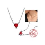 Lovecharm S925 Ayar Gümüş Tarz Zirkon Taşlı Işıltılı Kırmızı Kalp Detaylı Minimal Kolye