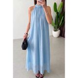 Lovely butik Halter Yaka Salaş Bohem Maksi Elbise - Krinkıl Şifon
