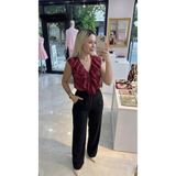 Lovely butik Kadın Fırfırlı Bağcıklı Bluz - Keten Dokulu Yazlık Kolsuz Askılı Bluz